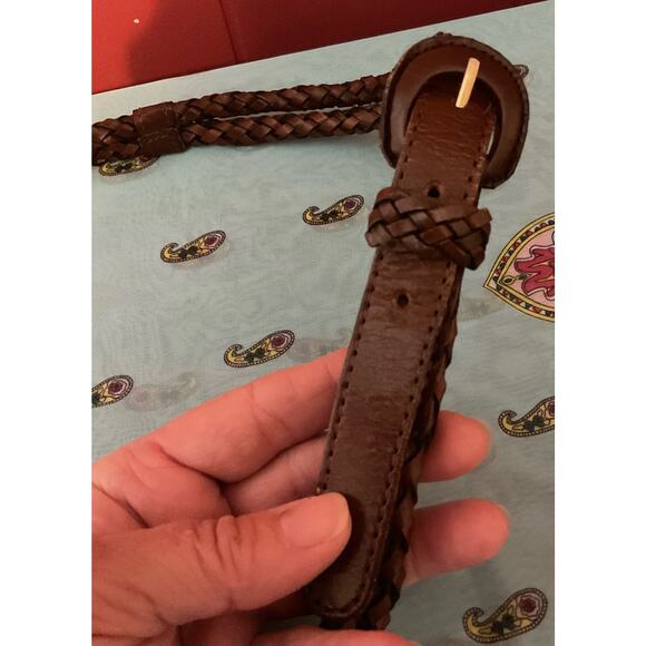 Vintage Genuine Leather Belt Brown ML Braided - Picture 6 of 9